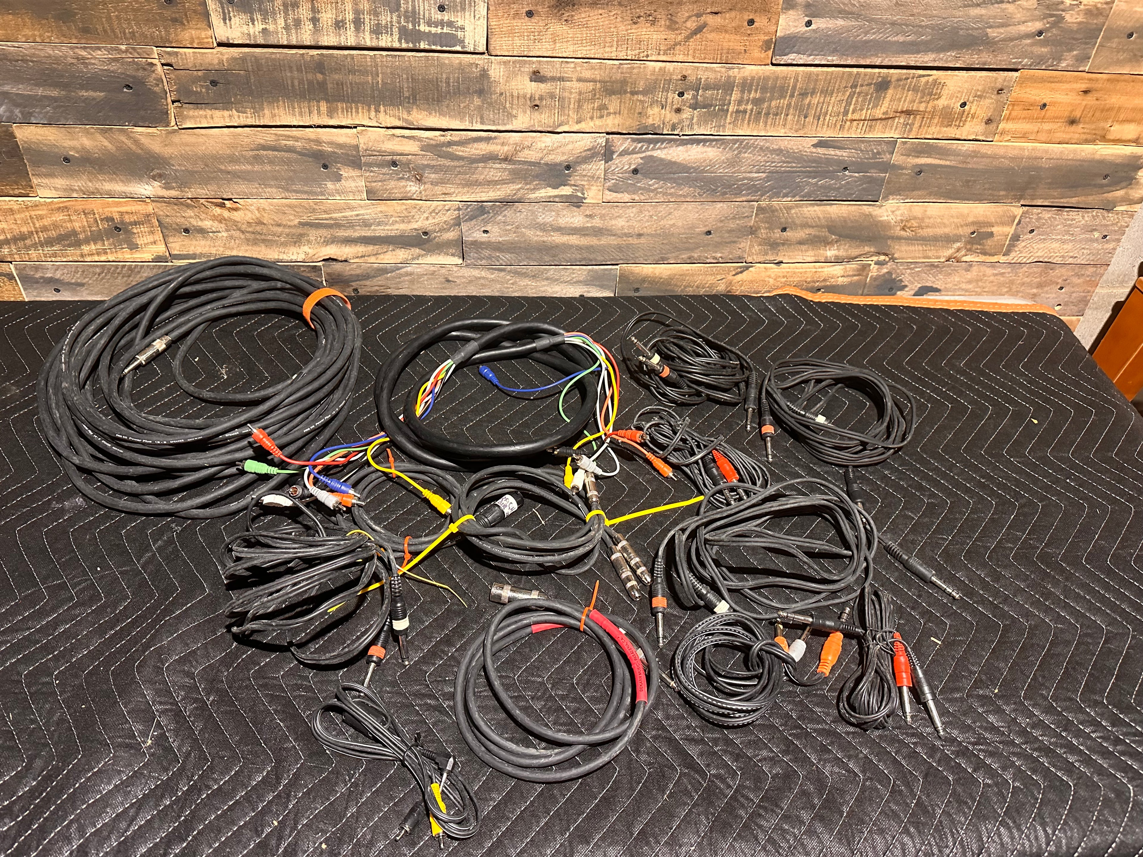 Mixed Audio Cable Lot – 1/4”, RCA & Assorted Patch Cables (Used)